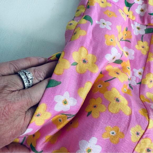 On 34th Womens Sunray Dress Pink Yellow Floral Print Maxi Size S New - Picture 8 of 14